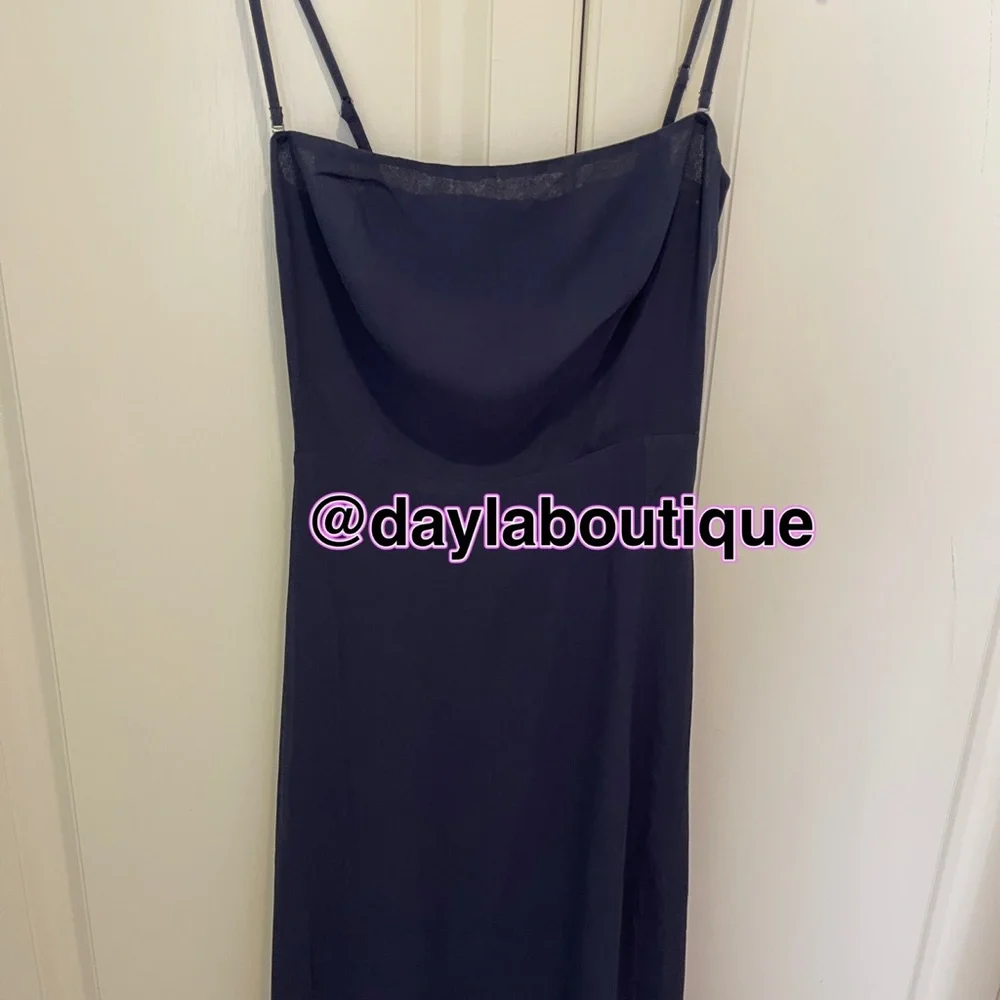 Reformation Blue Strapless Dress with Elegant Silhouette - Picture 9 of 10
